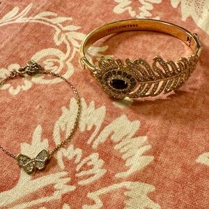 Juicy Couture Gold Bracelet with Black Feather Accent
